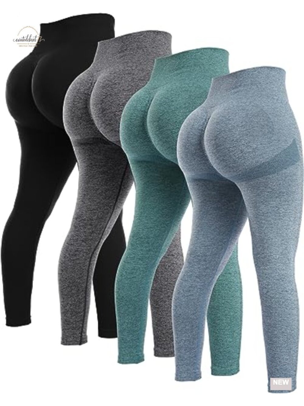 Seamless High Waist Butt Lifting Workout Leggings 4 Pack Scrunch Booty Gym Set